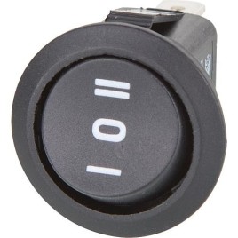 Interrupteur 6,5A, inverseur avec position "0", 1 pole noir, dimensioin 20 mm de diam