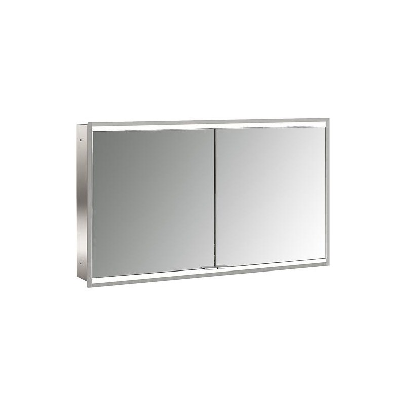 Armoire à miroir encastrée Emco Prime2 Facelift 1200 LED, 1204x727x152mm,  2 portes, Aluminium/miroir