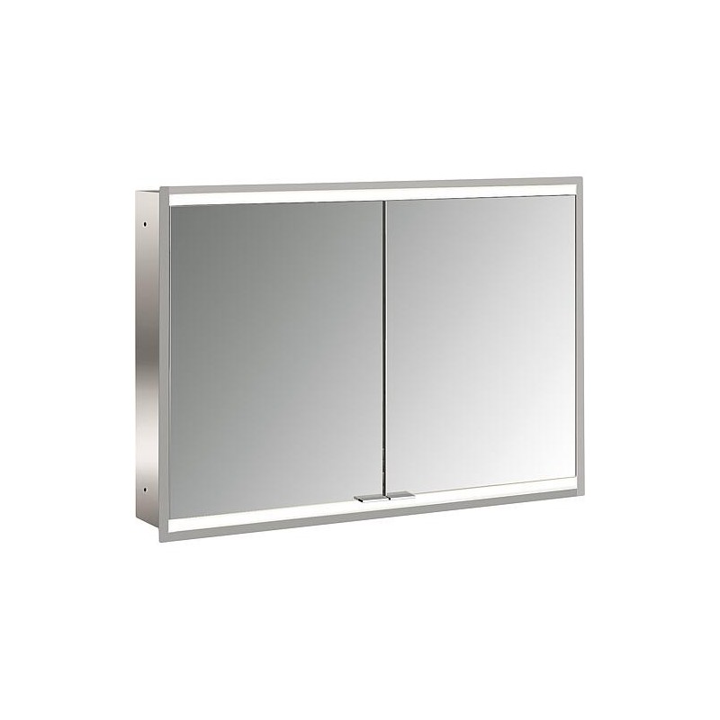 Armoire à miroir encastrée Emco Prime2 Facelift 1000 LED, 1004x727x152mm,  2 portes, Aluminium/miroir