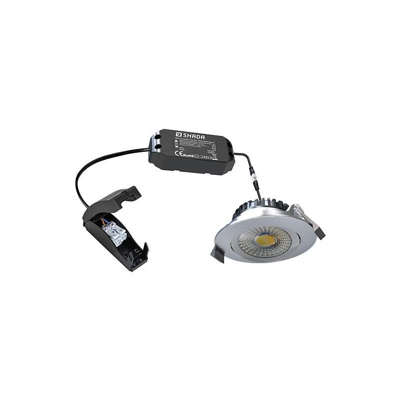 Spot encastrable à LED - 6W 530lm 2700-1800K - baissable - nickel