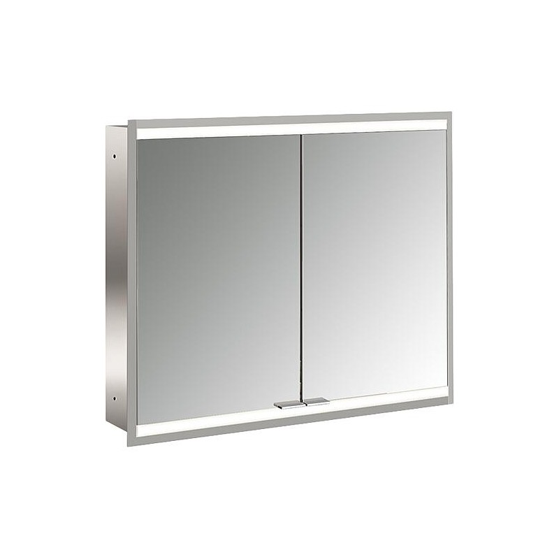 Armoire à miroir encastrée Emco Prime2 Facelift 800 LED, 804x727x152mm, 2 portes, aluminium/miroir