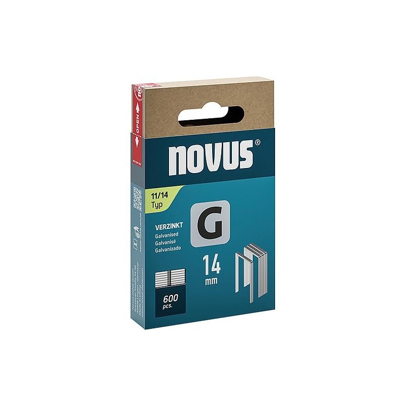 Agrafe à fil plat Novus type G 11/14 galvanisé UE: 600 pièces