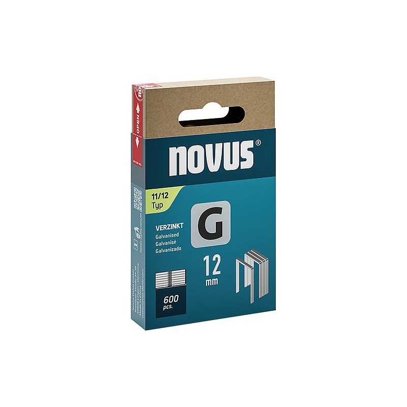 Agrafe à fil plat Novus type G 11/12 galvanisé UE: 600 pièces