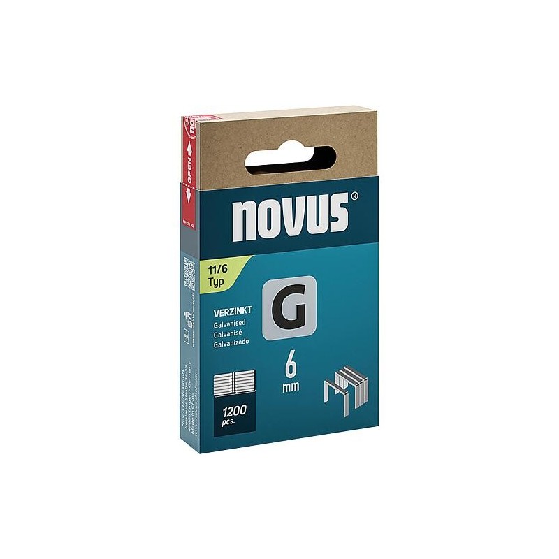 Agrafe à fil plat Novus type G 11/6 galvanisé, extra dur UE: 1200 pièces