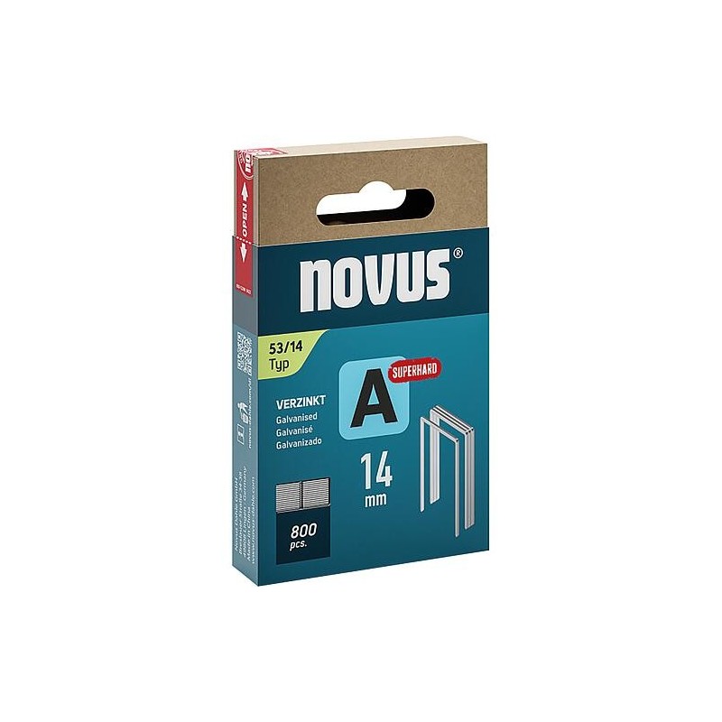 Agrafes à fil fin Novus type A 53/14 galvanisées, superdures Cond. : 800 Pièces