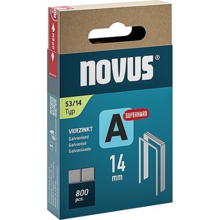 Agrafes à fil fin Novus type A 53/14 galvanisées, superdures Cond. : 800 Pièces