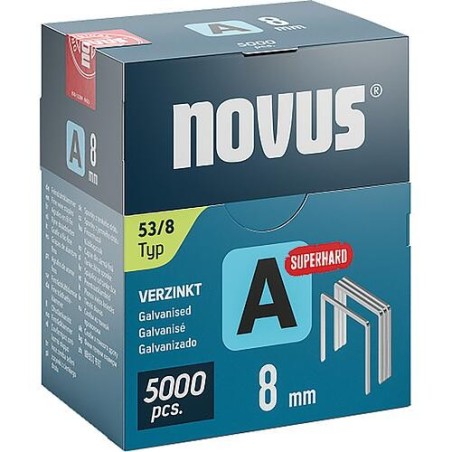 Agrafes à fil fin Novus type A 53/8 galvanisées, superdures Cond. : 5000 pièces