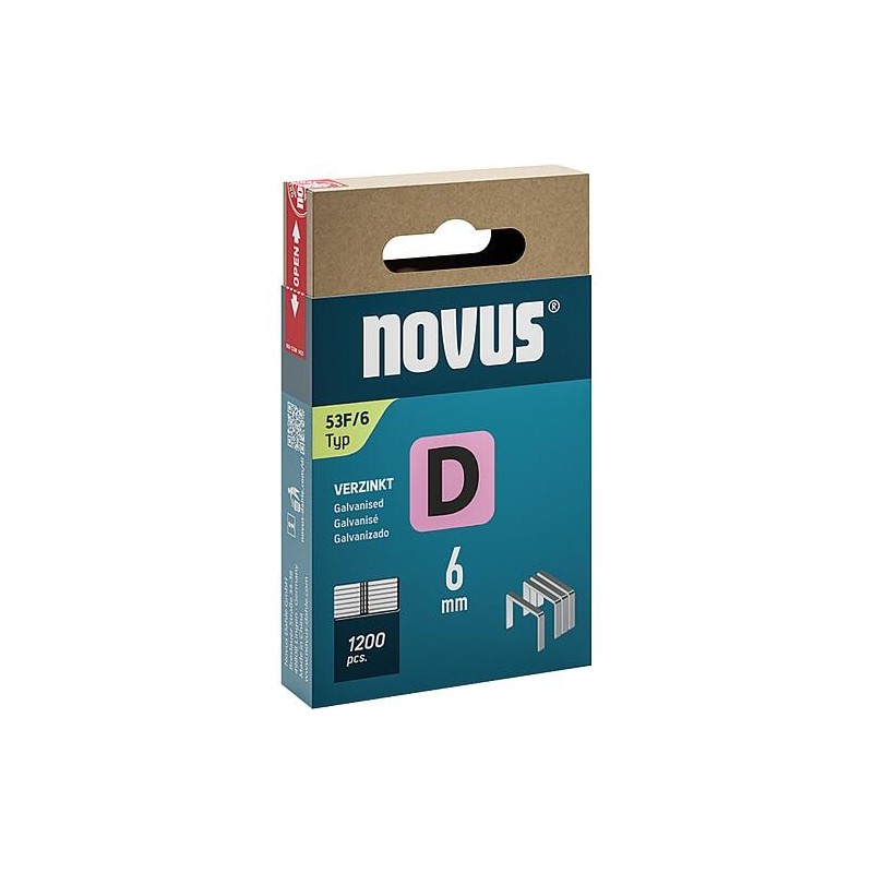 Agrafe à fil plat Novus type F 53F/6 galvanisé, extra dur UE : 1200 pièces