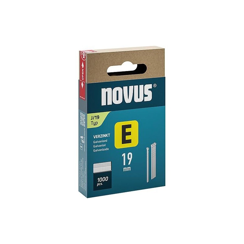 Clous pour agrafeuses Novus type E J/19 galvanisés Cond. : 1000 Pièces