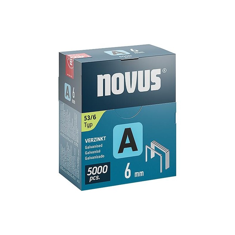 Agrafes à fil fin Novus type A 53/6 galvanisées, superdures Cond. : 5000 pièces