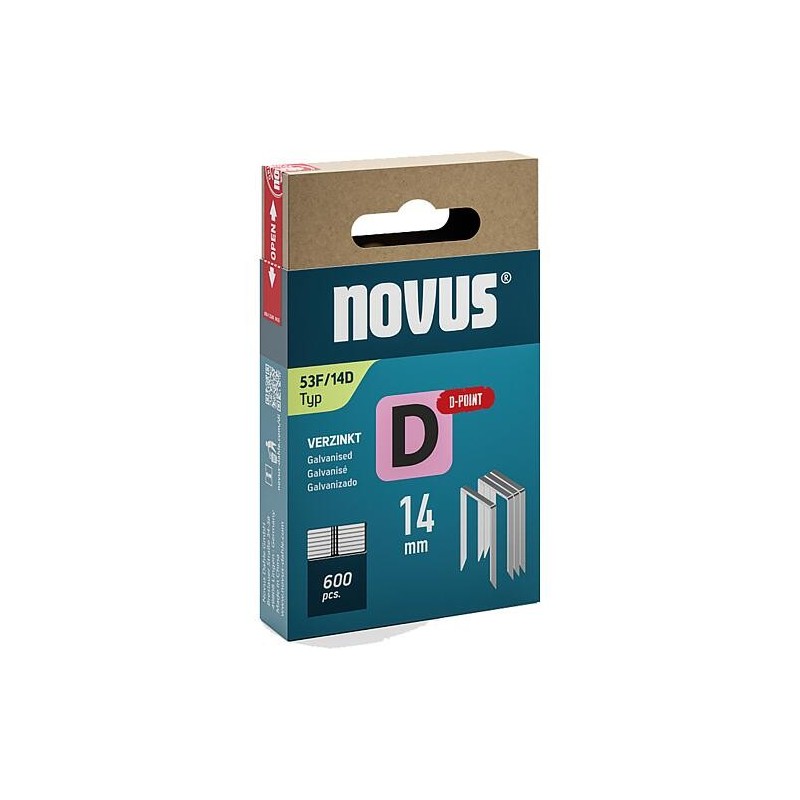 Agrafe à fil plat Novus type F 53F/14 galvanisé, extra dur UE : 600 pièces