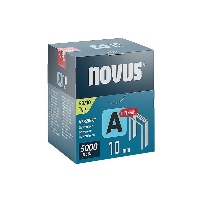 Agrafes à fil fin Novus type A 53/10 galvanisées, superdures Cond. : 5000 pièces