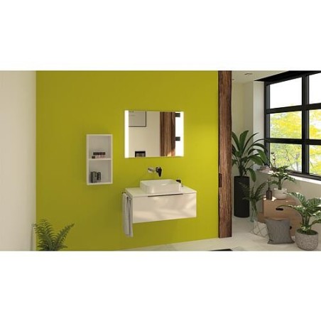 Meuble sous-vasque Kasari blanc brillant, 1 tiroir, 795x300x455mm