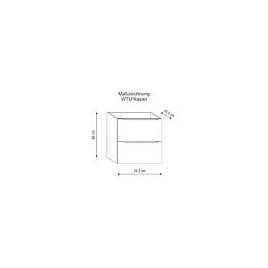 Meuble sous-vasque Kasari blanc brillant, 2 tiroirs, 595x600x455mm