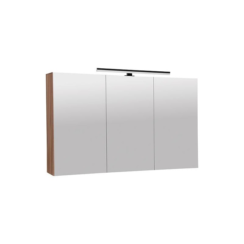 Armoire à miroir Benaro avec éclairage LED à poser 3 portes noyer, 1200x750x188mm