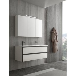 Kits de meubles de salle de bains Benaro m. Armoire à glace, blanc mat, 2 tiroirs, largeur 1210mm