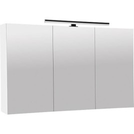 Armoire à miroir Benaro avec éclairage LED à poser 3 portes blanc mat, 1200x750x188mm