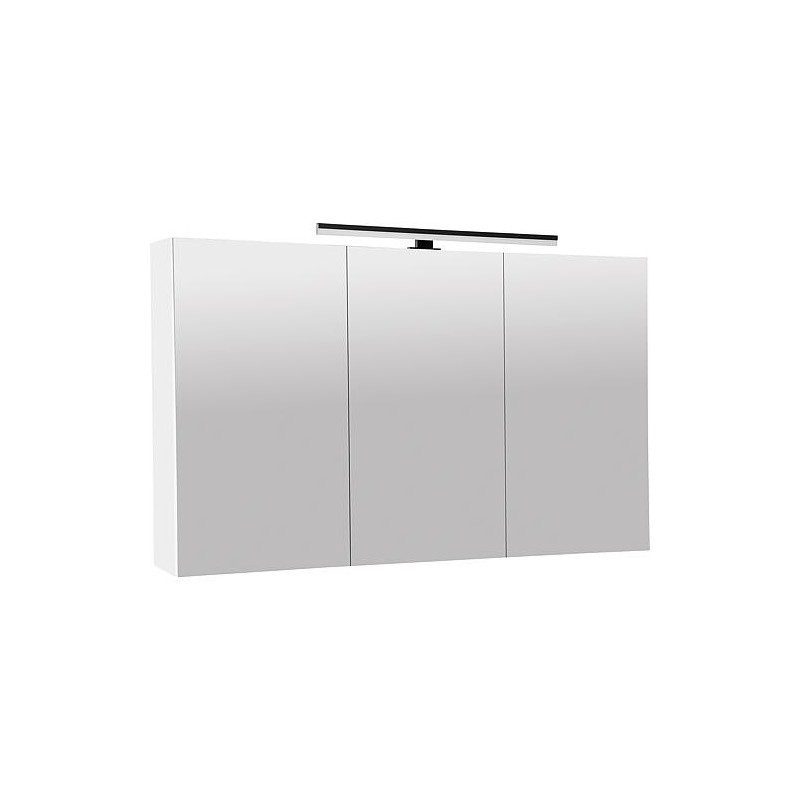 Armoire à miroir Benaro avec éclairage LED à poser 3 portes blanc mat, 1200x750x188mm