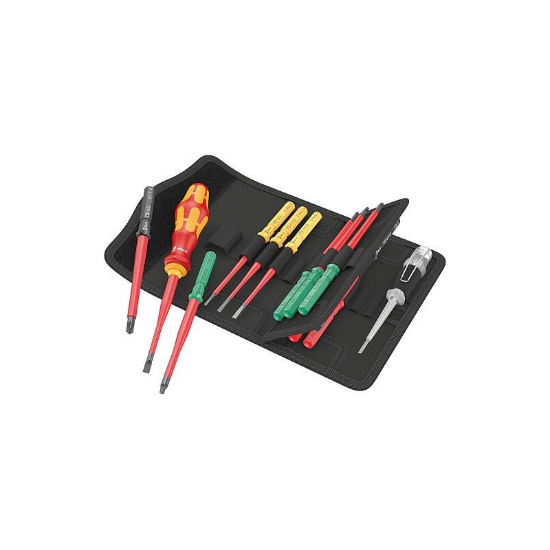 Kit de lames interchangeables VDE WERA Kraftform Kompakt VDE 16 extra slim 1 Tool Finder avec Porte-embouts, 16 pièces