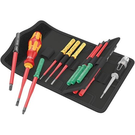 Kit de lames interchangeables VDE WERA Kraftform Kompakt VDE 16 extra slim 1 Tool Finder avec Porte-embouts, 16 pièces