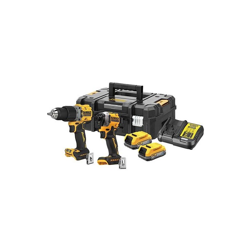 Kit sans fil DeWALT 18 V 2 pièces DCK2050E2T-QW incl. perceuse-visseuse à percussion, 2x batteries 1,7 Ah