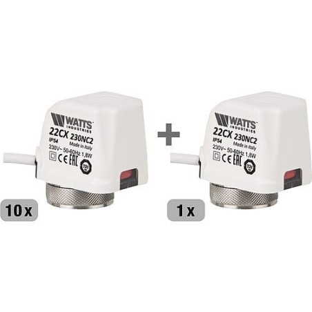 Pack promotionnel 10x + 1x gratuit servomoteur électrothermique WattPower Controll 22 CX, 230V