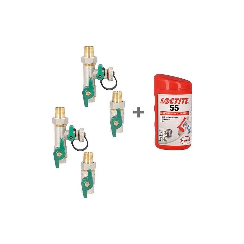 Kit avantage 2x kit de raccordement avec dispositif de rinçage pour circulateurs DN15, + 1x fil joint Loctite gratuit