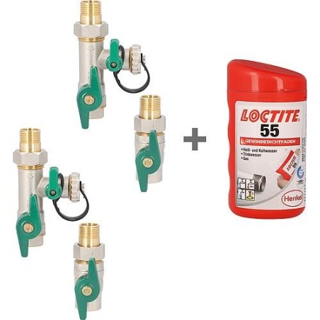 Kit avantage 2x kit de raccordement avec dispositif de rinçage pour circulateurs DN15, + 1x fil joint Loctite gratuit