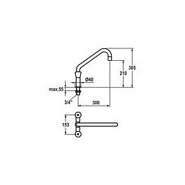 Mitigeur d’évier KWC Gastro Saillie 300 mm