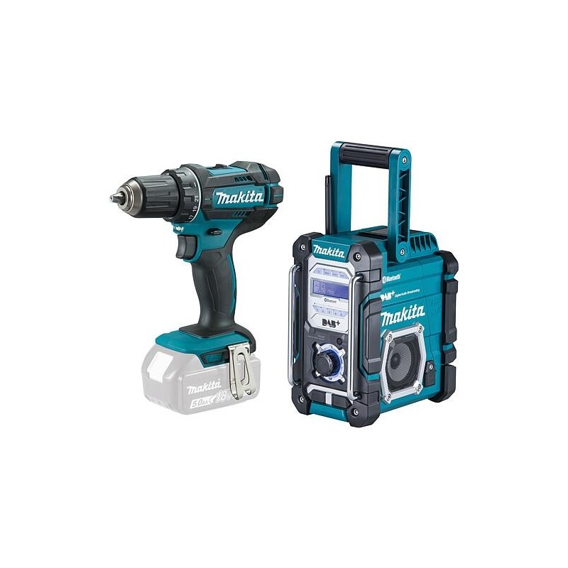 Perceuse-visseuse sans fil Makita 18 V DDF482Z sans Batteries ni Chargeurs avec Radio de chantier sans fil 18 V DMR112