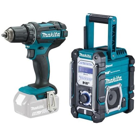 Perceuse-visseuse sans fil Makita 18 V DDF482Z sans Batteries ni Chargeurs avec Radio de chantier sans fil 18 V DMR112