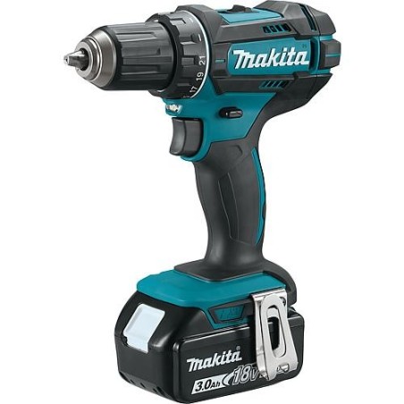 Perceuse-visseuse sans fil Makita 18 V DDF482RFJ avec 2x Batteries 3,0 Ah et Chargeur + Kit de scie cloche