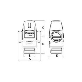 Vanne thermostatique ESBE, type VTA 522, 20-43°C, DN32 (11/4"), Kvs 3,5