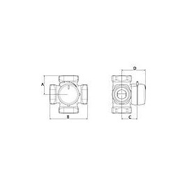 Vanne de mélange bivalente ESBE, type VRB 142, DN20 (3/4"), Kvs 2,5