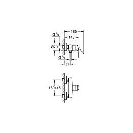 Mitigeur de douche Grohe Eurosmart, Saillie 61 mm, noir mat