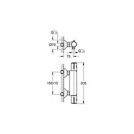 Mitigeur thermostatique de douche AP Grohtherm 800, Saillie 73 mm, noir mat