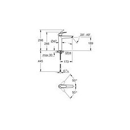 Mitigeur de lavabo Grohe Eurosmart XL-Size sans garniture d’écoulement, saillie 173 mm, mat noir