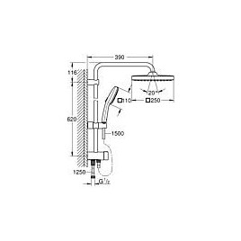 Colonne de douche Grohe Tempesta 250 Cube avec pommes de douche et douchette, sans Robinetterie, noir mat