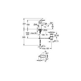 Mitigeur de lavabo Grohe Eurosmart S-Size, saillie 109 mm avec bonde clicker, noir mat