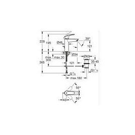 Mitigeur de lavabo Grohe Eurosmart M-Size avec garniture d’écoulement, saillie 121 mm, mat noir