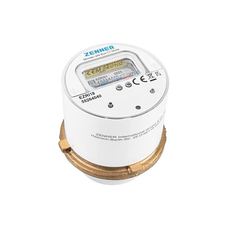 Compteur d’eau sans fil à capsule Zenner Minotec M62 x 2 V2 90°C 2,5 R40V 325 RK ZR, wireless M-Bus