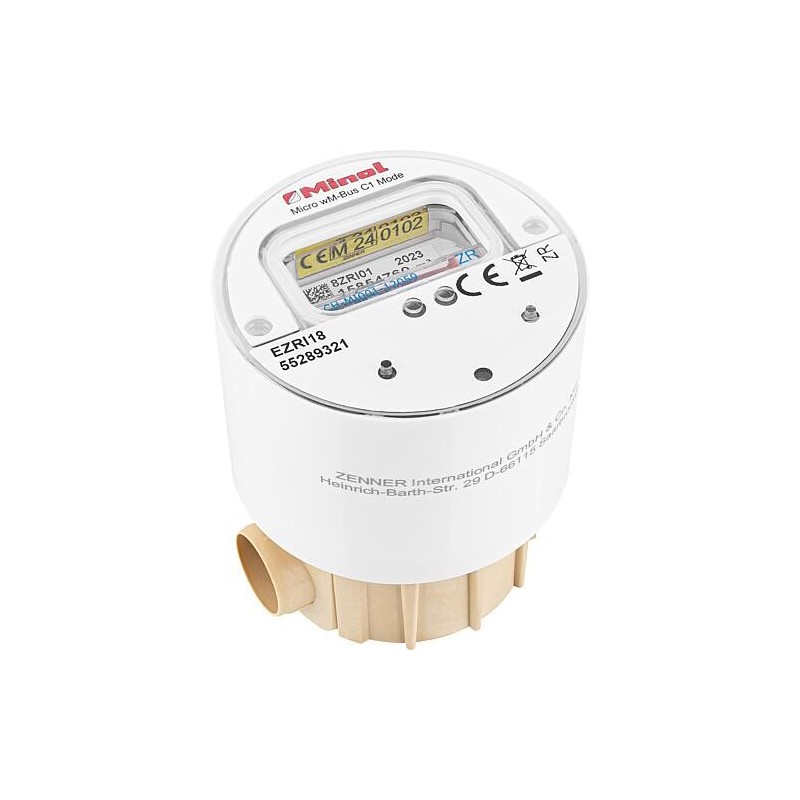 Compteur d’eau à capsule Zenner micro M58 x 1,5 V2 90°C 2,5 R40V 325 RK MM, wireless M-Bus