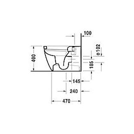 WC sur pied Duravit ME by Starck 370 x 400 x 600 mm, bord de rinçage semi-ouvert, Sortie horizontale