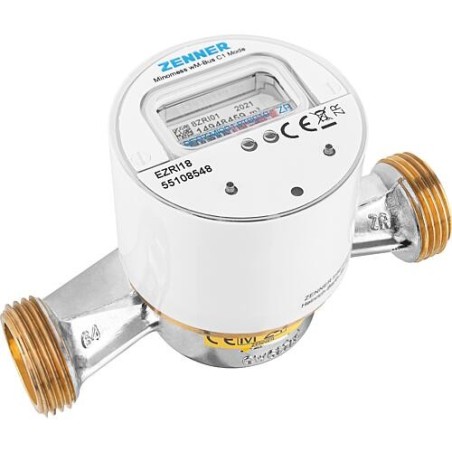 Compteur d’eau froide en saillie Zenner, Minomess, 30°C Q3 2,5, BL 130mm-DN15(1/2") R40HV 325 RK, wireless M-Bus