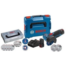 Kit Promo Bosch 2 pièces, composé d’une Meuleuse d’angle sans fil GWS 12V76 et d’un jeu de Disques et jeu de batterie