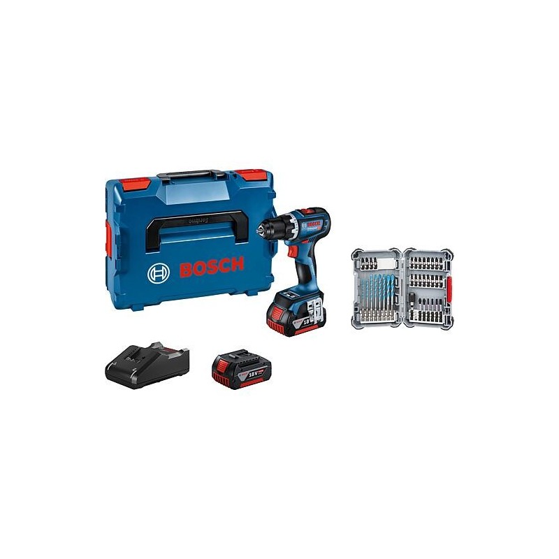 Promo Kit de batteries Bosch 5 pièces, comprenant Perceuse-visseuse sans fil GSR 18V-90 C et Jeu de forets et d’embouts 35