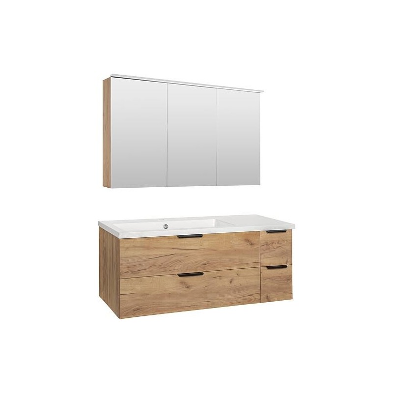 Kit de meubles de salle de bain LOSSA avec Armoire à glace LED et meuble sous-vasque Cortina, largeur 1210 mm