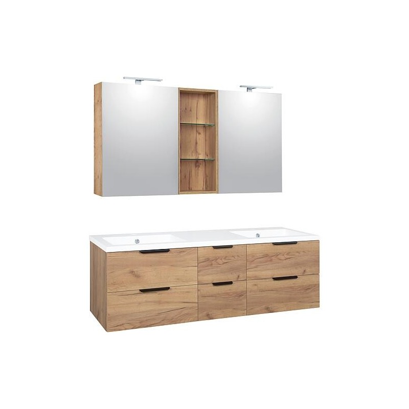 Kit de meubles de salle de bain LOSSA avec Armoire à glace et Meuble sous-vasque