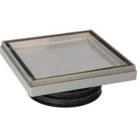 Siphon de sol DN100, avec grille en acier inoxydable 115x115mm