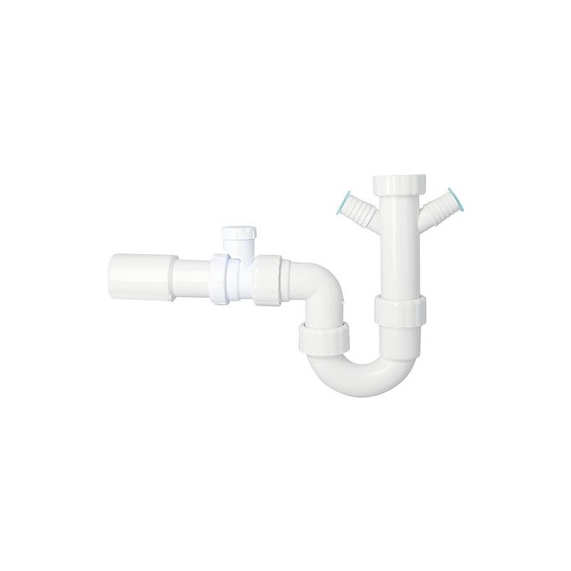 Siphon de rinçage DN40(1 1/2") avec aérateurs tubulaires, Sortie Ø40mm